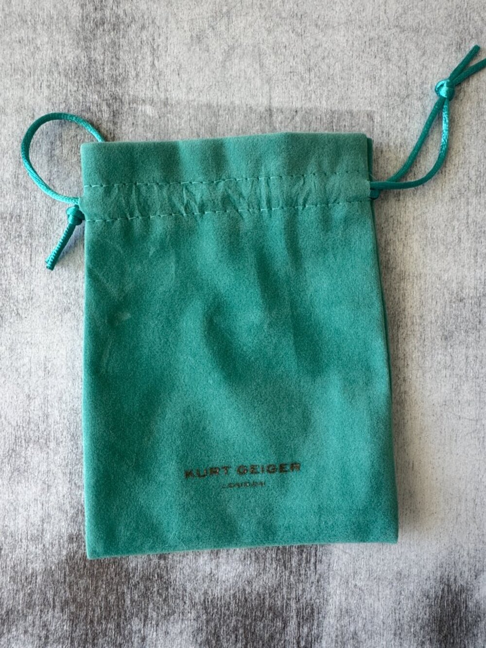Kurt Geiger Turquoise Suede Drawstring Pouch Jewelry Small Dust Bag Gold Logo